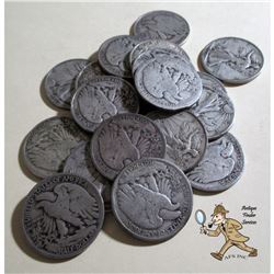 20 pcs. Walking Liberty Half Dollars-90% Silver