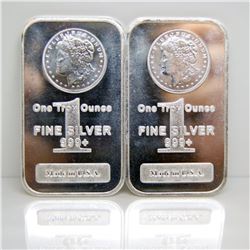 2 pc. Lot of Morgan Design 1 oz. Silver Bars