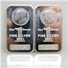 Image 1 : 2 pc. Lot of Morgan Design 1 oz. Silver Bars
