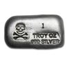 1 oz. Silver Poured Bar - Skull and Crossbones