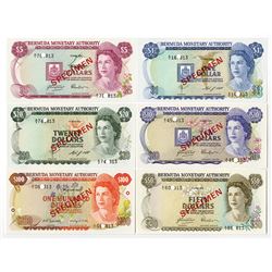 Bermuda Monetary Authority, Specimen Set PCS1, (1978-1984) $1 to $100, Various Dates.