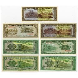 Banco De Guatemala. 1949-1971. Septet of Issued Notes.