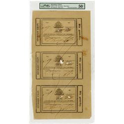 Republique d'Haiti, 1827 First Issue, 10 Gourdes Uncut Sheet of 3 Notes.