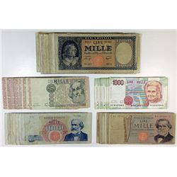 Banca d'Italia. 1947-1990. Group of 60+ Issued Notes.