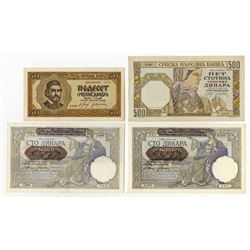 Sprska Narodna Banka. 1941-1942. Quartet of Issued Notes.