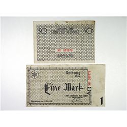 Litzmannstadt Ghetto - Concentration Camp Currency, May, 1940 Banknote Pair.