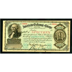 American Exchange in Europe, Limited, 1880's, £20, Specimen Circular Letter of Credit.