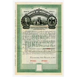 Banco De Morelos, 1903 Specimen Bond.