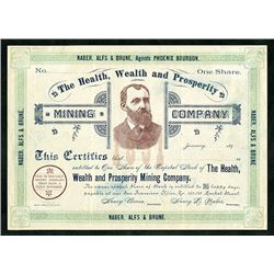 Health, Wealth and Prosperity Mining Co., ca.1890's Good Luck Certificate from Phoenix Bourbon.