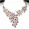 Image 1 : Natural Rhodolite, Tanzanite Ruby Sapphire Necklace