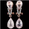 Image 1 : NATURAL 12X8 MM. & 10X7MM ROSE QUARTZ Earrings