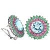 Image 2 : Natural MULTI COLOR TOPAZ RUBY & EMERALD Earrings