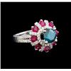 Image 1 : 14KT White Gold 1.89 ctw Fancy Blue Diamond and Ruby Ring