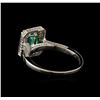 Image 3 : 1.00 ctw Emerald and Diamond Ring - 14KT White Gold