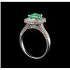 Image 4 : 1.00 ctw Emerald and Diamond Ring - 14KT White Gold