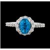 Image 2 : 2.34 ctw Blue Zircon and Diamond Ring - 14KT White Gold