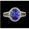 Image 2 : 3.04 ctw Tanzanite and Diamond Ring - 14KT White Gold