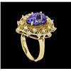 Image 4 : 3.20 ctw Tanzanite and Diamond Ring - 14KT Yellow Gold