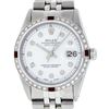 Image 1 : Rolex Mens Stainless Steel White Diamond & Ruby 36MM Datejust Wristwatch