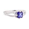 1.42 ctw Sapphire And Diamond Ring - 18KT White Gold