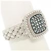 Image 3 : Sterling Silver .63 ctw Fancy Deep Greenish Blue Round Diamond Cluster Ring