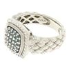 Image 6 : Sterling Silver .63 ctw Fancy Deep Greenish Blue Round Diamond Cluster Ring