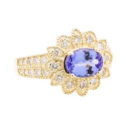 1.77 ctw Tanzanite And Diamond Ring - 14KT Yellow Gold