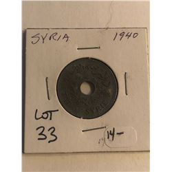 Nice 1940 Syria 1 Piastre Coin