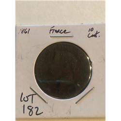 Vintage 1861 France Large 10 Centimes Coin