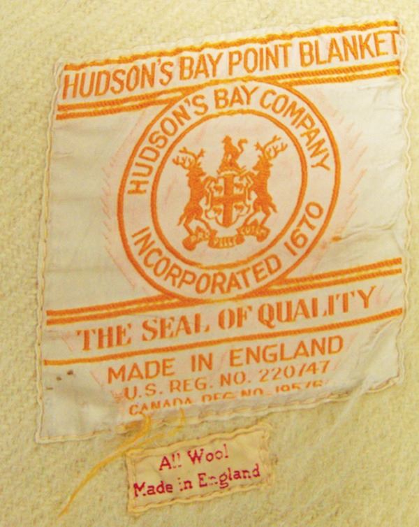 Hudson bay blanket orange label