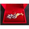 Image 2 : AMETHYST PEACOCK BROOCH 14K WHITE & 14K YELLOW GOLD