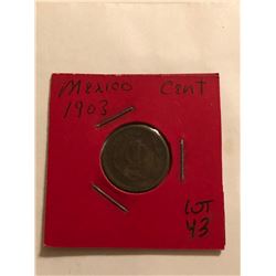 Rare 1903 Mexico Cent in Old Holder