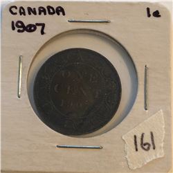 Very Nice 1907 Canada Large Cent in a Old Holder