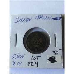 Rare 1889 Japan 5 Sen Coin