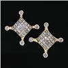 Image 2 : Large 14K Yellow Gold 1.32 ctw Princess Round Diamond Cluster Screw Back Earring