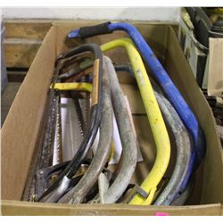 BOX OF ASSORTED HAND SAWS