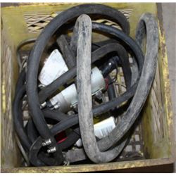 BOX OF VARIOUS HOSES AND PUMP