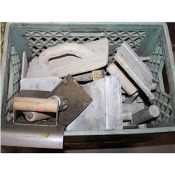 BOX OF ASSORTED SIDEWALK FINISHING TOOLS