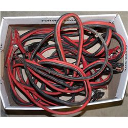 BOX OF VARIOUS LENGTH BOOSTER CABLES