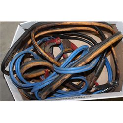 BOX OF VARIOUS LENGTH BOOSTER CABLES