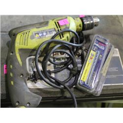 RYOBI CORDED DRILL WITH 6 NEW DRILL BITS