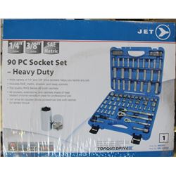 NEW JET 90PC SOCKET SET - HEAVY DUTY, 1/4 & 3/8 DRIVE