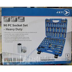 NEW JET 90PC SOCKET SET - HEAVY DUTY, 1/4 & 3/8 DRIVE