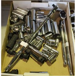 FLAT OF ASSORTED NEW SOCKETS & RATCHETS