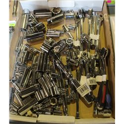 FLAT OF ASSORTED NEW SOCKETS & RATCHETS
