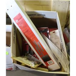 BOX OF ASSORTED NEW AUTO TOOLS AND PARTS