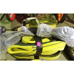 2 RATCHET STRAPS, 2 SLINGS & BUNDLE OF BUNGEES