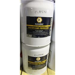 TWO 18L BARRELS OF KLONDIKE BRAKE PARTS CLEANER