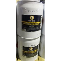 TWO 18L BARRELS OF KLONDIKE BRAKE PARTS CLEANER