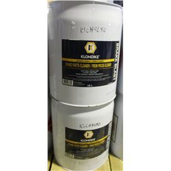 TWO 18L BARRELS OF KLONDIKE BRAKE PARTS CLEANER